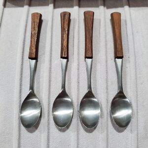 MCM Japan Wood Handle Coctail Appetizer Spoons - Set of 4 🥄🥄🥄🥄 Vintage